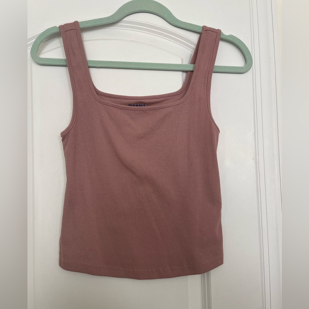 Old Navy Cropped Rib-Knit Squareneck Tank Top